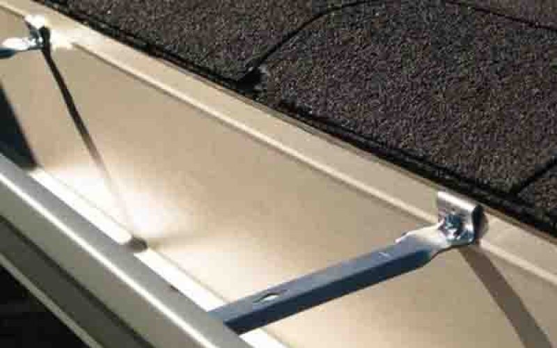 Up close look at cleaned gutters.